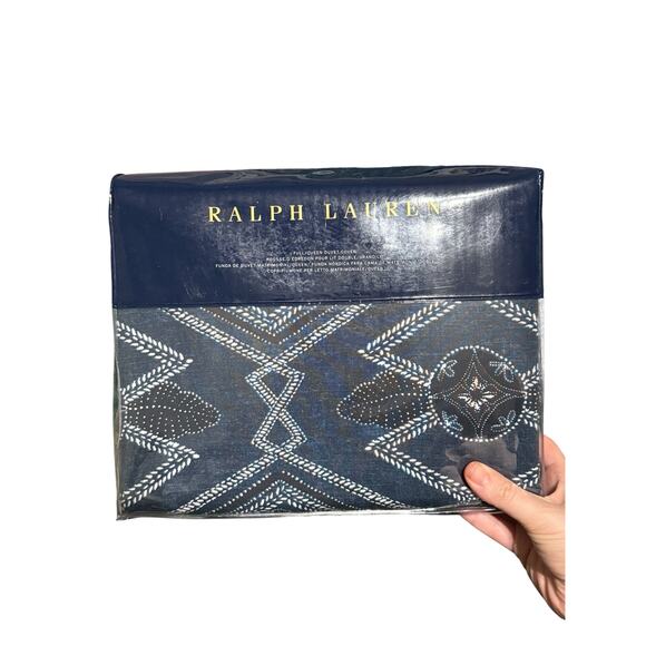 Ralph Lauren Other - NEW Ralph Lauren Francois Full/ Queen Duvet Cover Navy Blue 100% Cotton 92”x96”